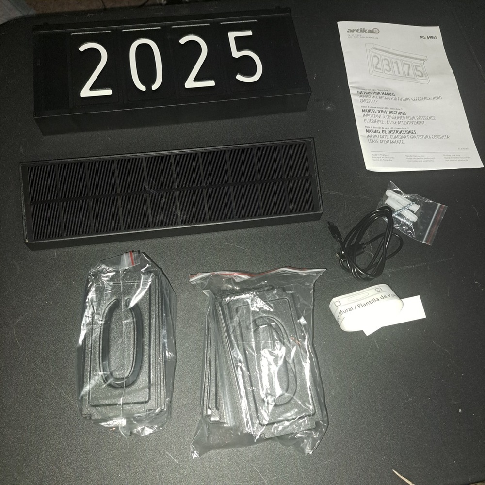 Artika Bowen Solar LED Address Wall Light Dusk-to-Dawn Black 100 Lumens Fast - Picture 8 of 12